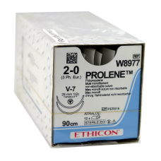 Хірургічна нитка Ethicon Пролен (Prolene) 2/0, довжина 90 см, 2 кол-ріж. голки 26 мм, W8977