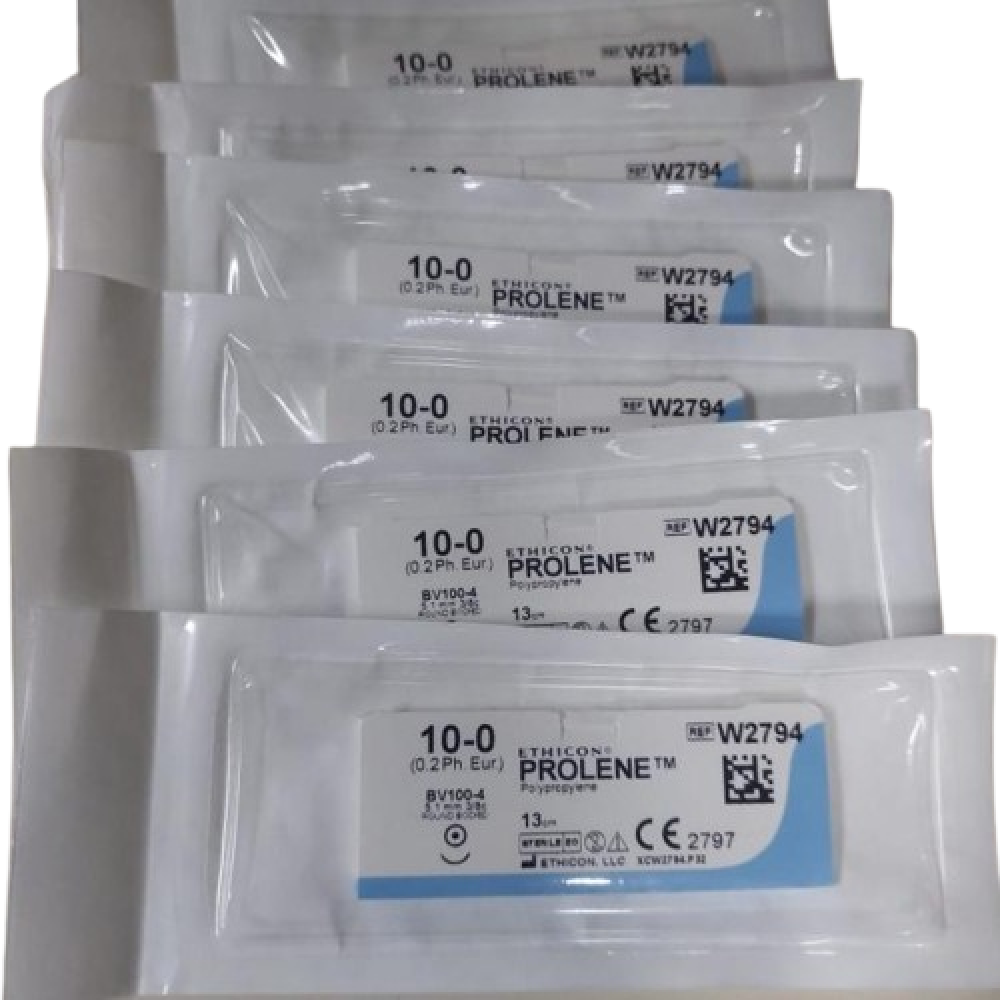 Хирургическая нить Ethicon Пролен (Prolene) 10/0, длина 13 см, кол. игла 5,1мм BV100, W2794