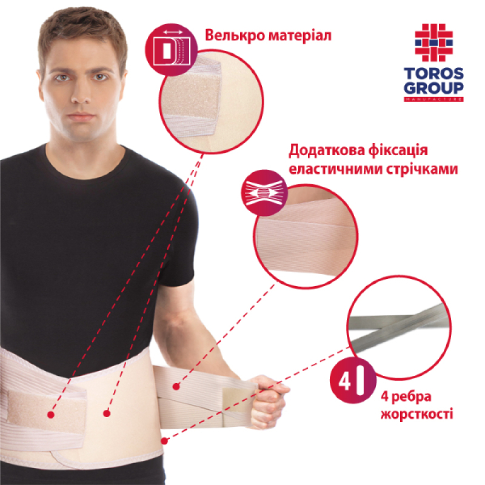 Бандаж підтримуючий жорсткий Торос Тип 213