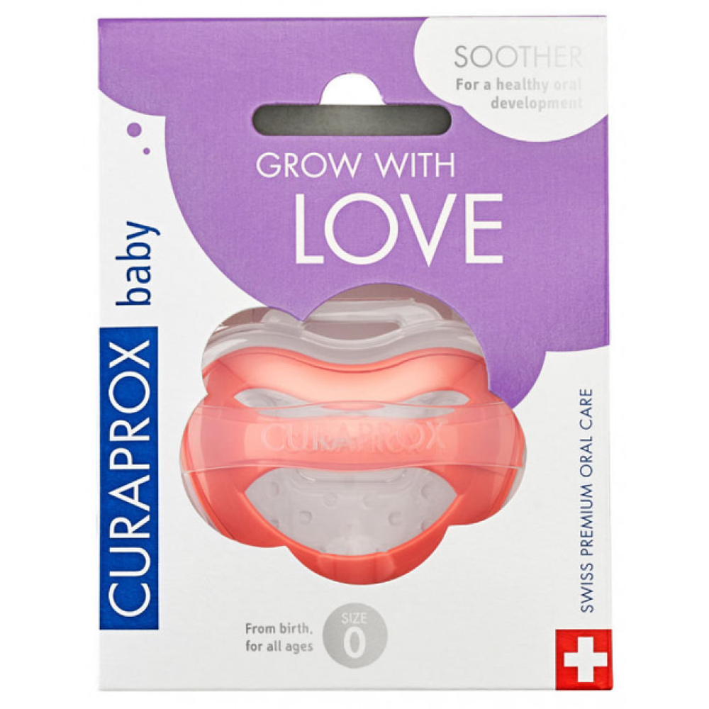 Набор соска + контейнер для хранения Curaprox Babysoother coral/0 (Коралловый цвет) (0-7 месяцев)