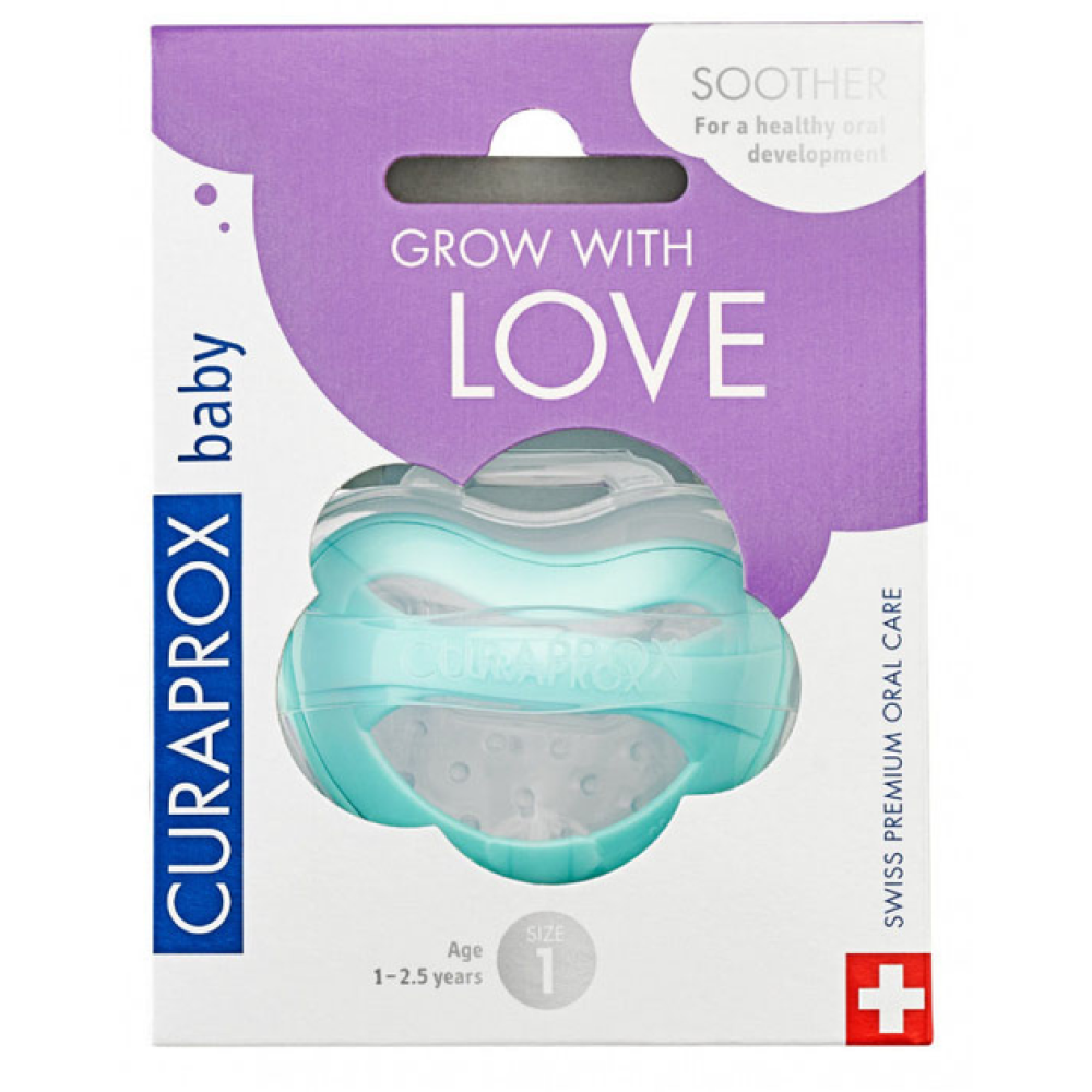 Набор соска + контейнер для хранения Curaprox Babysoother green/1 (Бирюзовый) (7-18 месяцев)