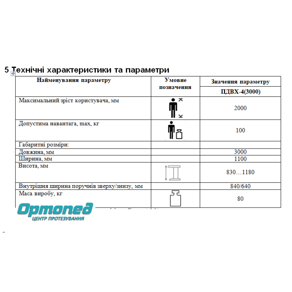 Поручні з перешкодами для відновлення навиків ходьби 3-х метрові Ортопед ПДВХ-4 (3000)