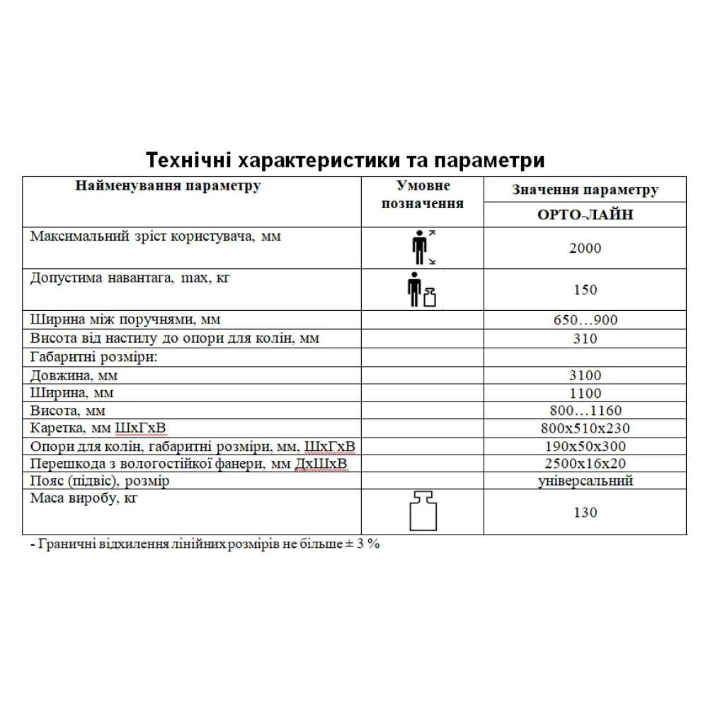 Поручні (бруси) для реабілітації з кареткою та перешкодами Ортопед "ОРТО-ЛАЙН"