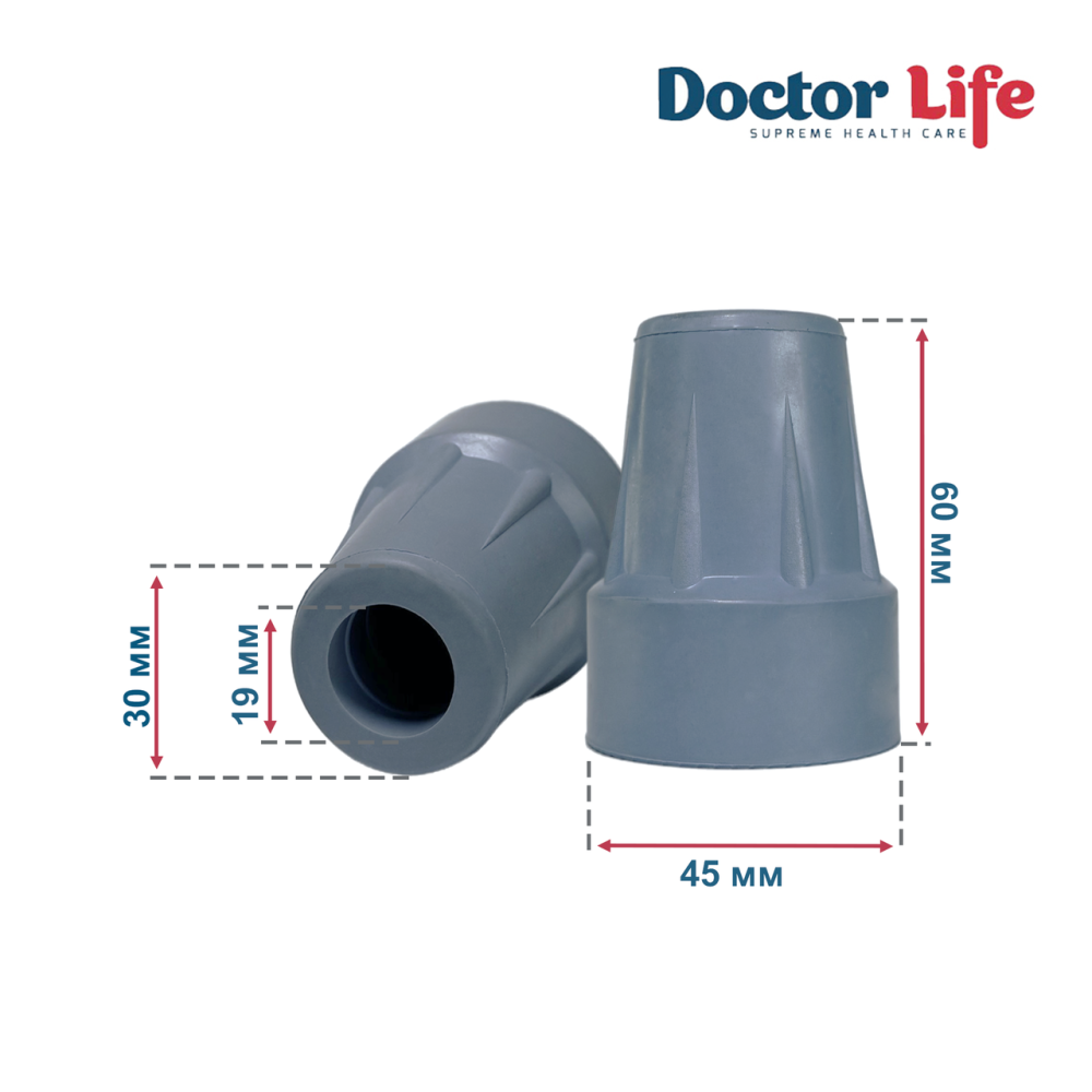Резиновый наконечник для палок Doctor Life 10030/2/GR (19 мм, серый)