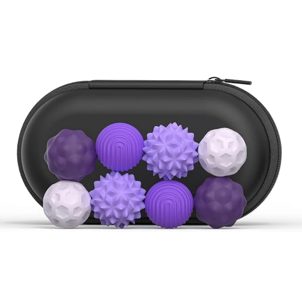 Сенсорні магнітні кульки, набір 8 шт, з чохлом, розмір M Beauty Gadgets (Зелений / Фіолетовий)