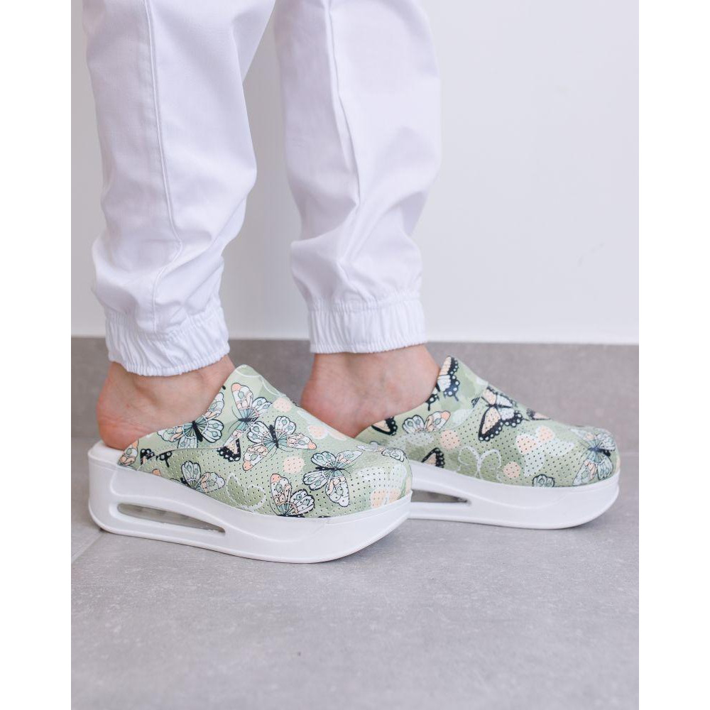 Обувь медицинская сабо Butterfly green с подошвой AirMax