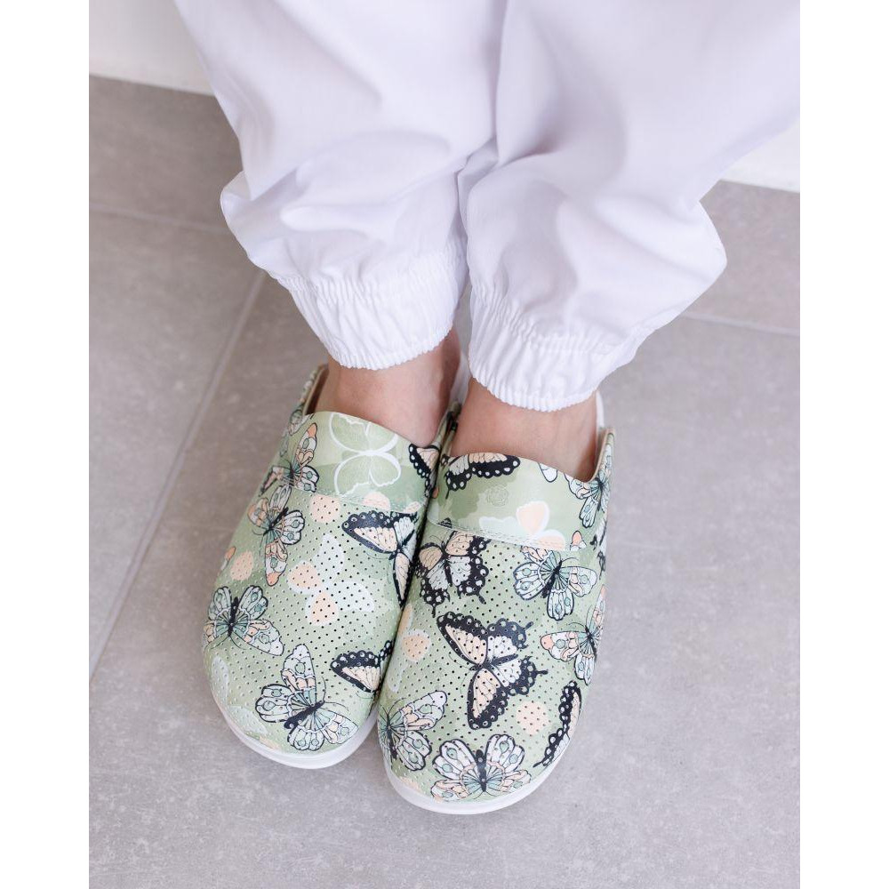 Обувь медицинская сабо Butterfly green с подошвой AirMax