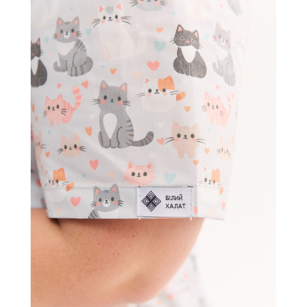 Медична сорочка жіноча Топаз принт Cats NEW +SIZE