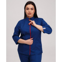 Медицинская рубашка женская Сакура сапфир-красный +SIZE