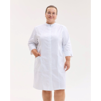 Медичний халат жіночий Валенсія білий з м'ятною прострочкою +SIZE