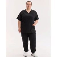 Медицинский костюм женский Аризона черный +SIZE