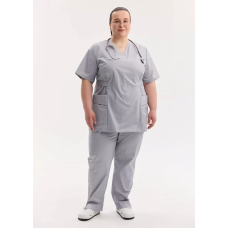 Медицинский костюм женский Киото серый +SIZE