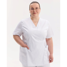 Медицинская рубашка женская Киото белая +SIZE