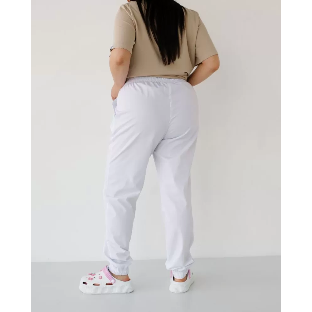 Медичні штани жіночі джогери білі +SIZE