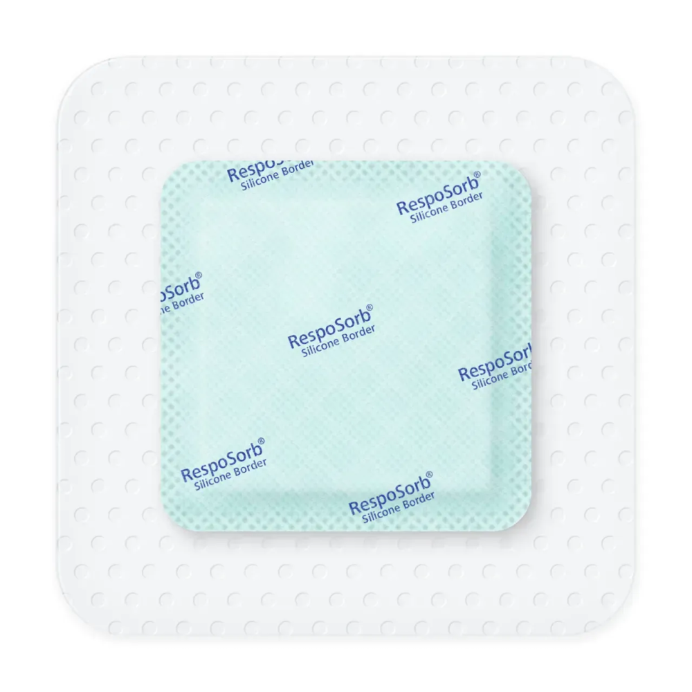 Самоклеящаяся силиконовая повязка с суперабсорбирующим полимером RespoSorb Silicone Border 10см х 10см