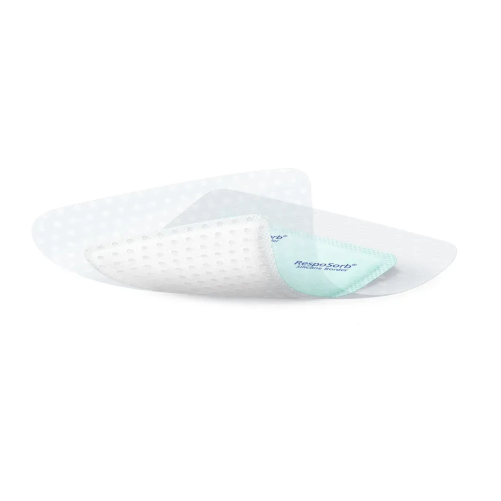 Самоклеящаяся силиконовая повязка с суперабсорбирующим полимером RespoSorb Silicone Border 10см х 10см