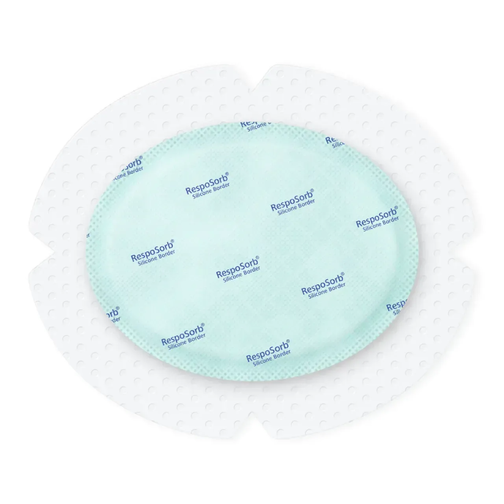 Самоклеюча силіконова пов'язка із суперабсорбувальним полімером RespoSorb Silicone Border Oval 13см х 15,5см