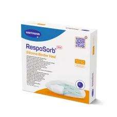 Самоклеюча силіконова пов'язка із суперабсорбувальним полімером RespoSorb Silicone Border Heel 25см х 25см
