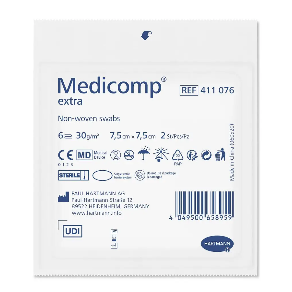 Салфетки из нетканого материала Medicomp extra 7,5см х 7,5см (2 шт)