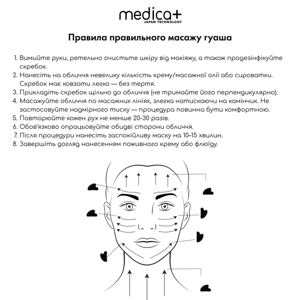 Стальной скребок для моделирования овала лица Medica+ Steel GuaSha