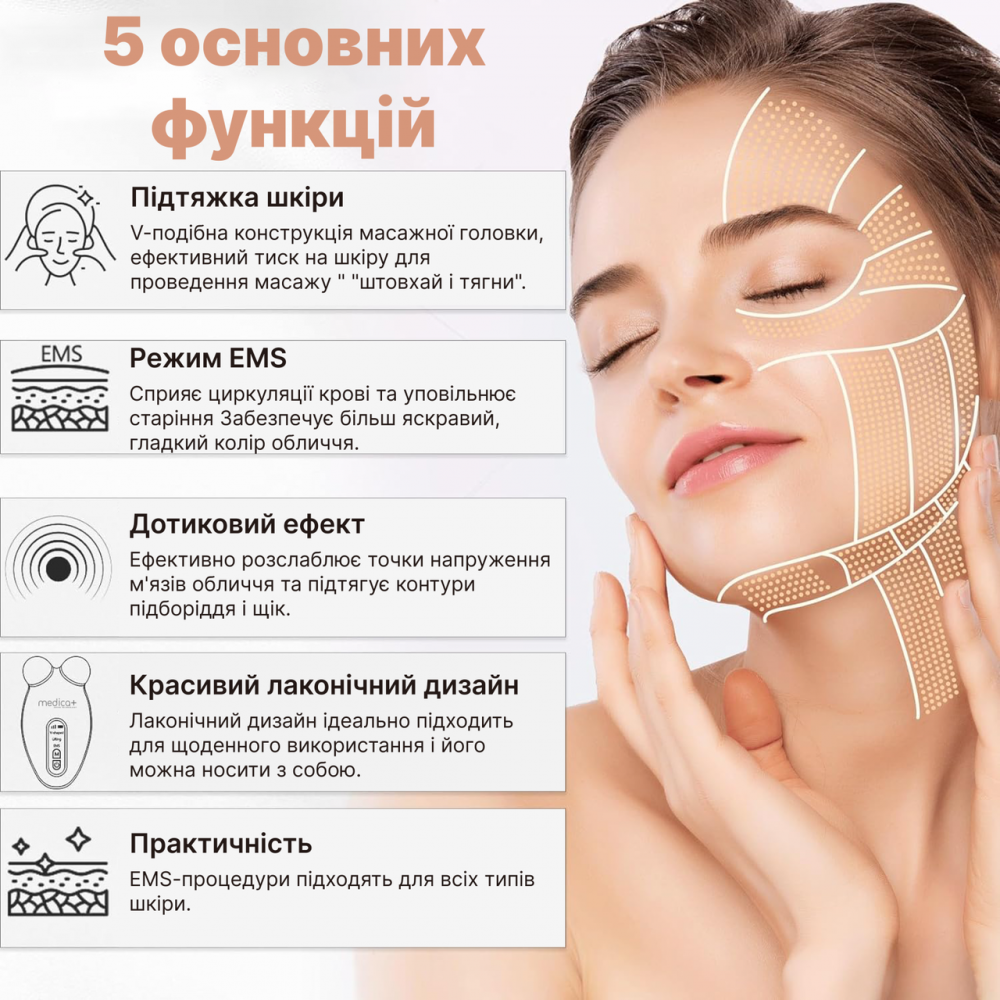 EMS мікроток ліфтинг-масажер для обличчя Medica+ Skin Lifting 6.0 White