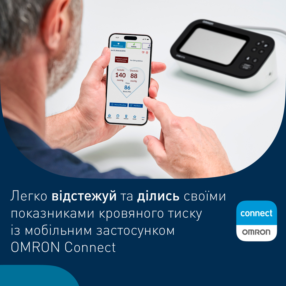 Тонометр автоматичний з передаванням даних через смартфон, манжета на плече 22-42 см Omron M7 Intelli IT AFib