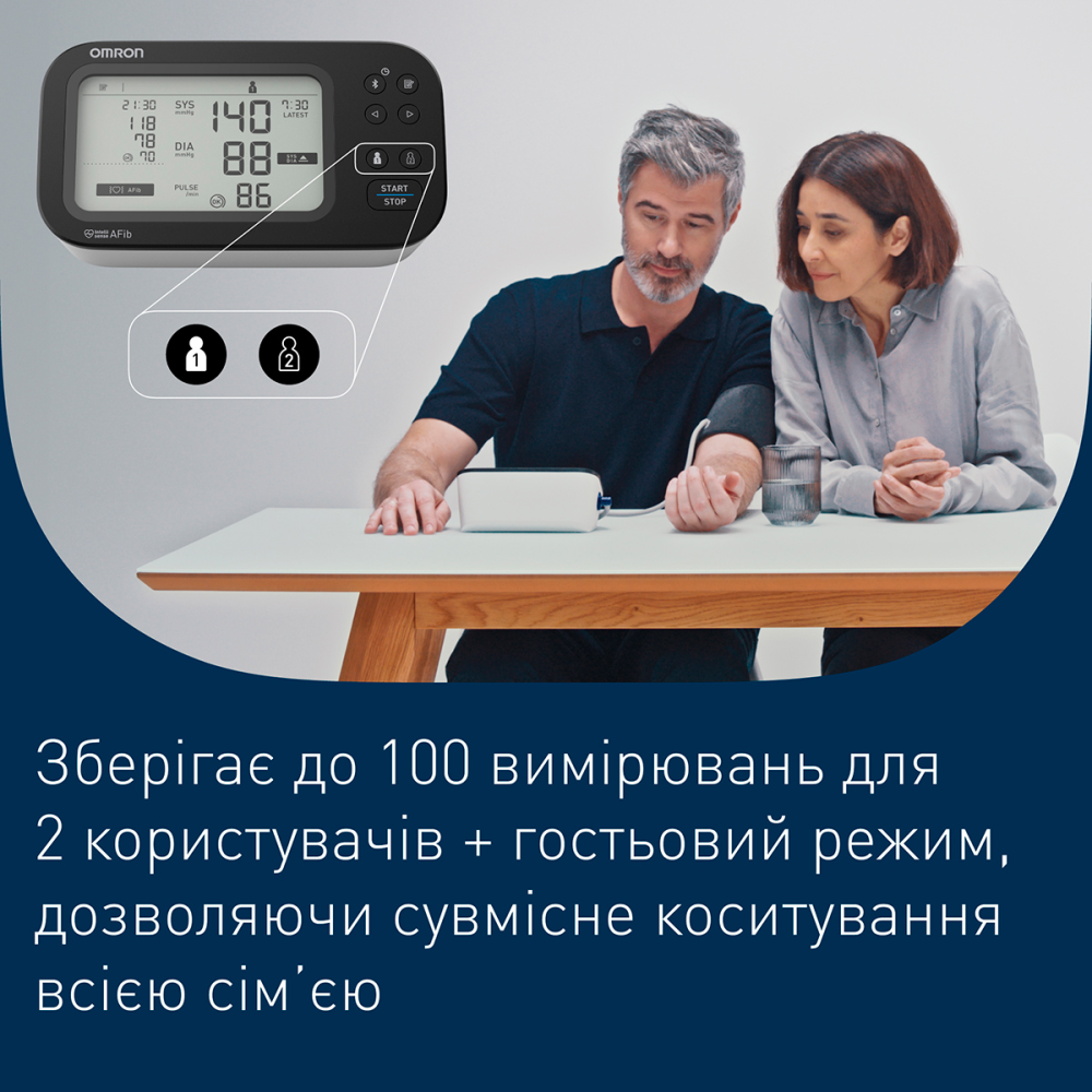 Тонометр автоматичний з передаванням даних через смартфон, манжета на плече 22-42 см Omron M7 Intelli IT AFib