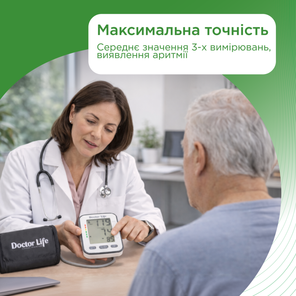 Автоматический тонометр, с адаптером, манжета 22-42 см Doctor Life Basic 02-А