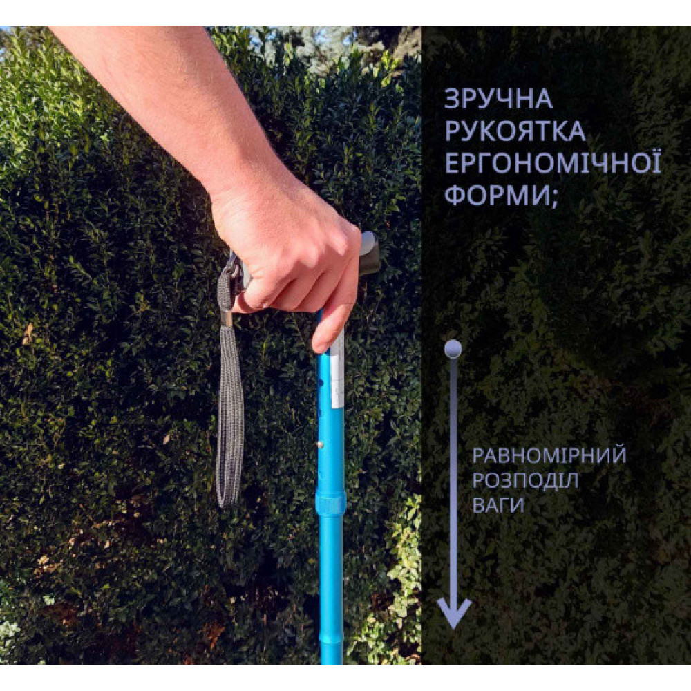 Палиця алюмінієва складана телескопічна Doctor Life 11874 BLU синій