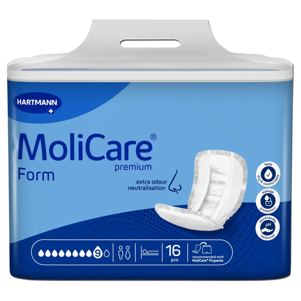 Прокладки анатомической формы при недержании мочи и кала MoliCare Premium Form 9 капли (16 шт)