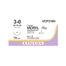 Хирургическая нить Ethicon Викрил Плюс (Vicryl Plus) 3/0, длина 70 см, кол. игла 26 мм, VCP316H