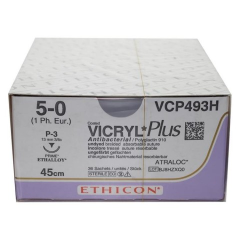 Хірургічна нитка Ethicon Вікріл Плюс (Vicryl Plus) 5/0, довжина 45 см, звор-ріж. голка 13 мм, VCP493H