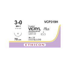 Хирургическая нить Ethicon Викрил Плюс (Vicryl Plus) 3/0, длина 70см, кол. игла 31мм VCP319H