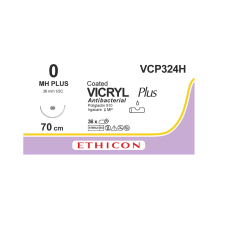 Хирургическая нить Ethicon Викрил Плюс (Vicryl Plus) 0, длина 70 см, кол. игла 36 мм, VCP324H