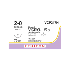 Хірургічна нитка Ethicon Вікріл Плюс (Vicryl Plus) 2/0, довжина 70 см, кол. голка 26 мм, VCP317H
