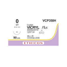 Хирургическая нить Ethicon Викрил Плюс (Vicryl Plus) 0, длина 90 см, кол. игла 40 мм, VCP358H