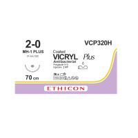 Хірургічна нитка Ethicon Вікріл Плюс (Vicryl Plus) 2/0, довжина 70 см, кол. голка 31 мм, VCP320H