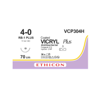 Хірургічна нитка Ethicon Вікріл Плюс (Vicryl Plus) 4/0, довжина 70 см, кол. голка 17 мм, VCP304H