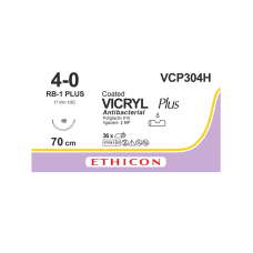 Хирургическая нить Ethicon Викрил Плюс (Vicryl Plus) 4/0, длина 70 см, кол. игла 17 мм, VCP304H