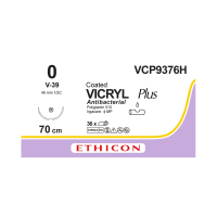 Хірургічна нитка Ethicon Вікріл Плюс (Vicryl Plus) 0, довжина 70 см, кол-ріж. голка 45 мм, VCP9376H