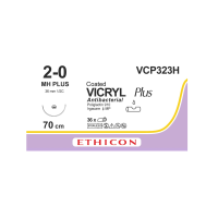 Хірургічна нитка Ethicon Вікріл Плюс (Vicryl Plus) 2/0, довжина 70 см, кол. голка 36 мм, VCP323H