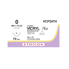 Хирургическая нить Ethicon Викрил Плюс (Vicryl Plus) 0, длина 70 см, кол. игла 31 мм, VCP247H
