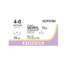 Хирургическая нить Ethicon Викрил Плюс (Vicryl Plus) 4/0, длина 70 см, кол. игла 26 мм, VCP315H