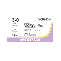 Хірургічна нитка Ethicon Вікріл Плюс (Vicryl Plus) 3/0, довжина 45 см, звор-ріж. голка 24 мм, VCP683H