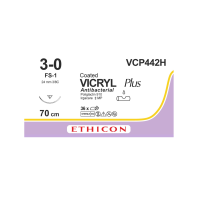 Хирургическая нить Ethicon Викрил Плюс (Vicryl Plus) 3/0, длина 70 см, обр-реж. игла 24 мм, VCP442H