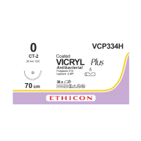 Хірургічна нитка Ethicon Вікріл Плюс (Vicryl Plus) 0, довжина 70 см, кол. голка 26 мм, VCP334H