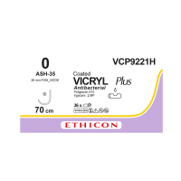 Хірургічна нитка Ethicon Вікріл Плюс (Vicryl Plus) 0, довжина 70 см, кол. гачків. голка 36 мм VCP9221H