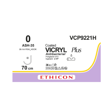 Хирургическая нить Ethicon Викрил Плюс (Vicryl Plus) 0, длина 70см, кол. крючков. игла 36мм VCP9221H