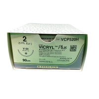 Хірургічна нитка Ethicon Вікріл Плюс (Vicryl Plus) 2, довжина 90 см, кол-ріж. голка 36 мм, VCP520H