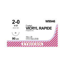 Хірургічна нитка Ethicon Вікіл Рапід (Vicryl Rapide) 2/0, довжина 90 см, кол-ріж. голка 40 мм, W9946